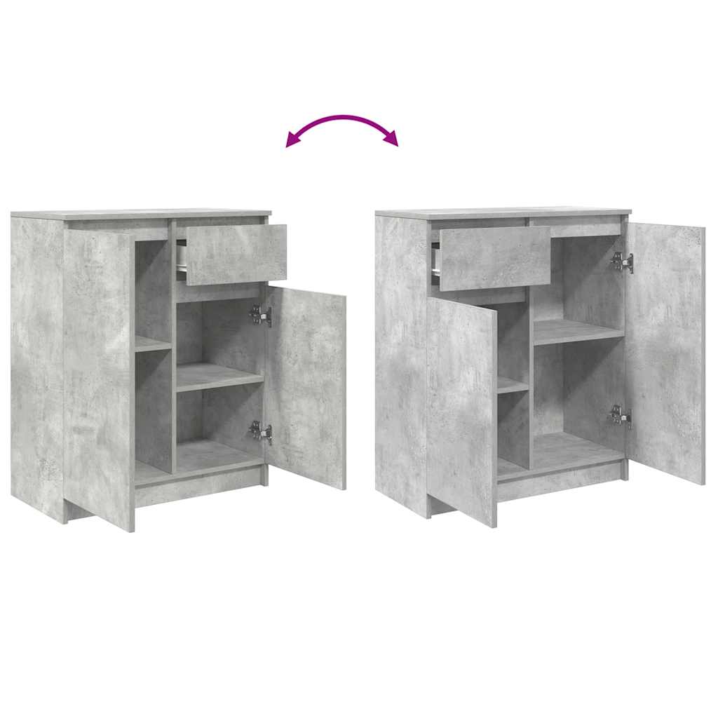 skænk med skuffe 71x35x84 cm konstrueret træ betongrå