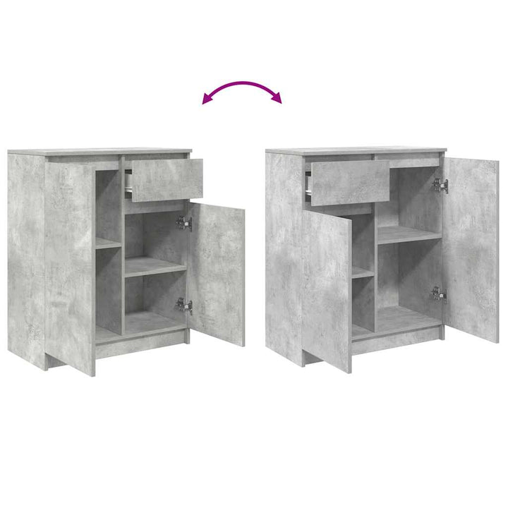 skænk med skuffe 71x35x84 cm konstrueret træ betongrå