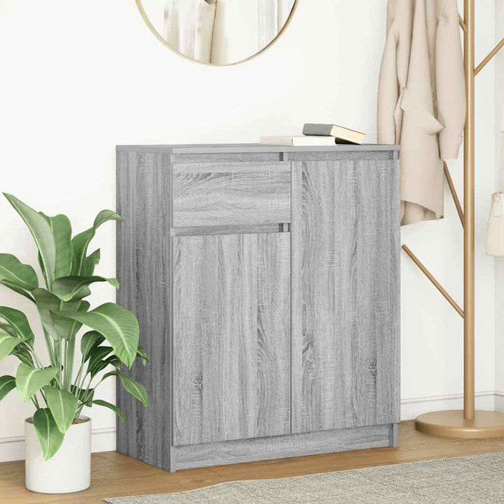 skænk med skuffe 71x35x84 cm konstrueret træ grå sonoma-eg