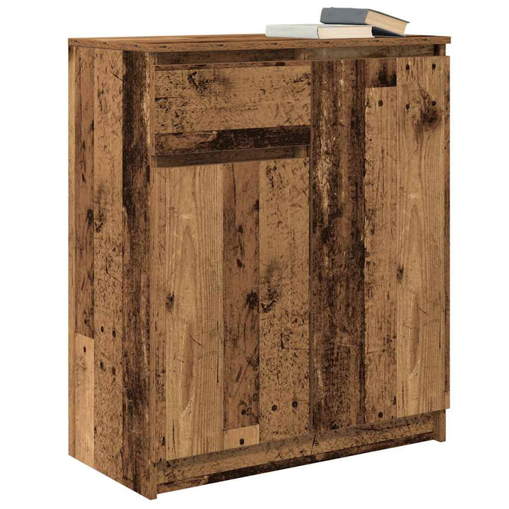 skænk med skuffe 71x35x84 cm konstrueret træ antikt træ