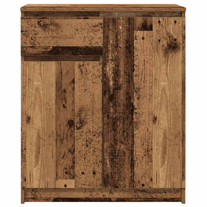 skænk med skuffe 71x35x84 cm konstrueret træ antikt træ