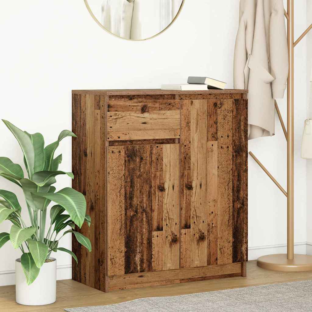 skænk med skuffe 71x35x84 cm konstrueret træ antikt træ