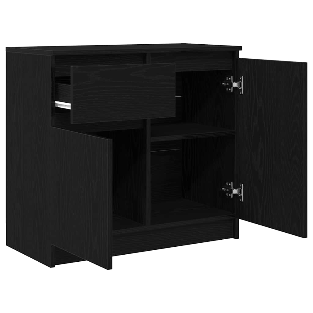 skænk med skuffe 71x35x65 cm konstrueret træ sort egetræ