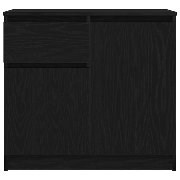 skænk med skuffe 71x35x65 cm konstrueret træ sort egetræ