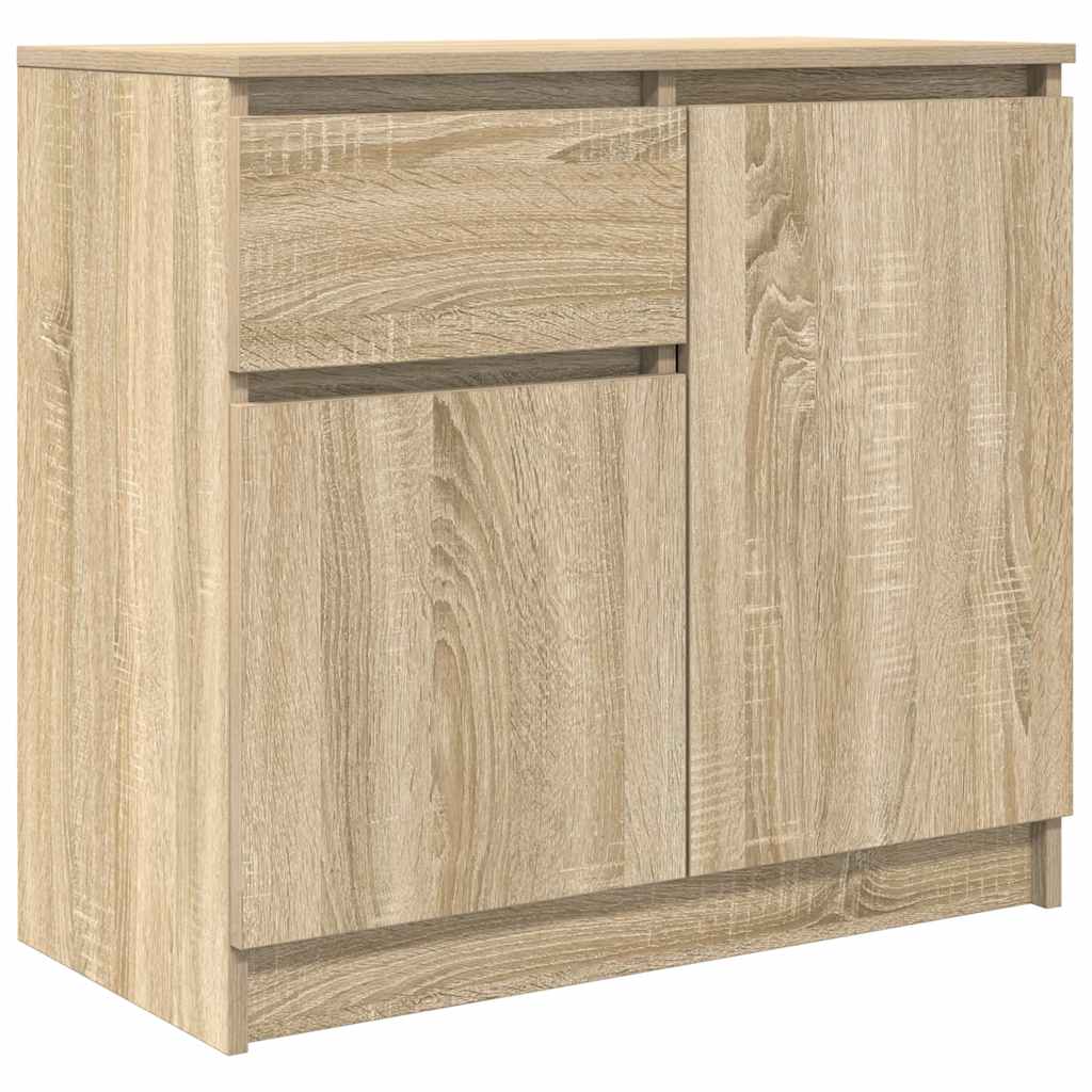 skænk med skuffe 71x35x65 cm konstrueret træ sonoma-eg