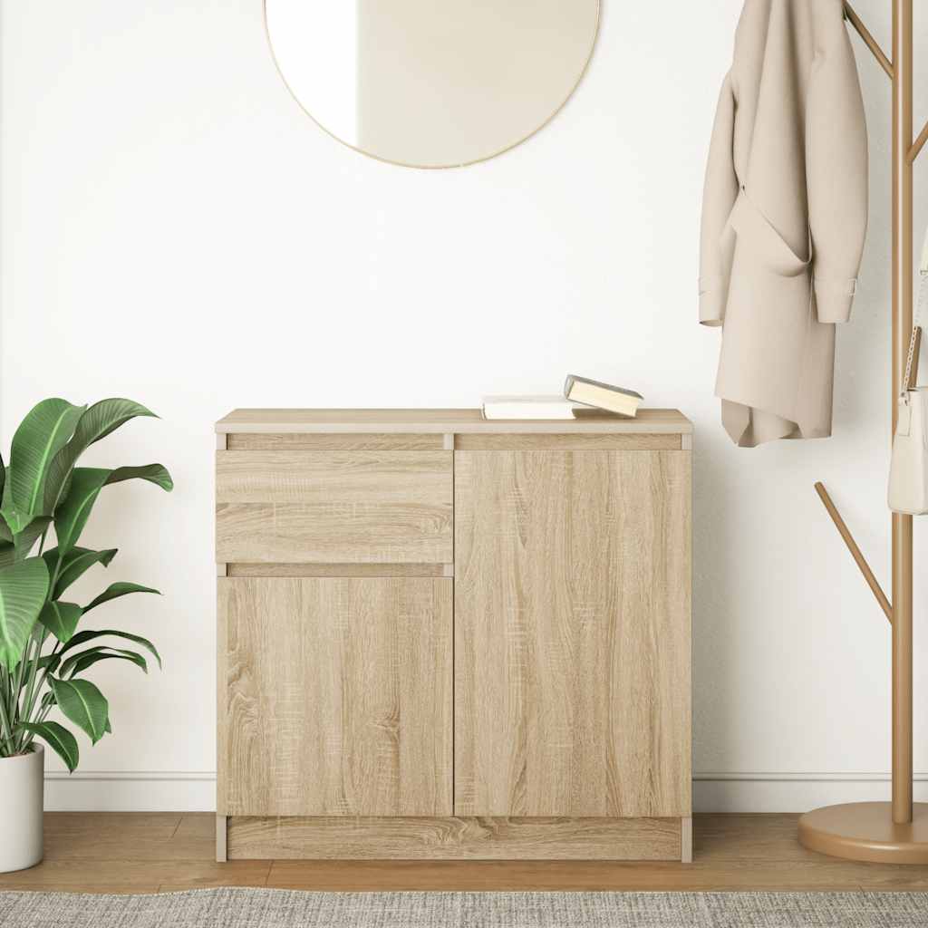 skænk med skuffe 71x35x65 cm konstrueret træ sonoma-eg