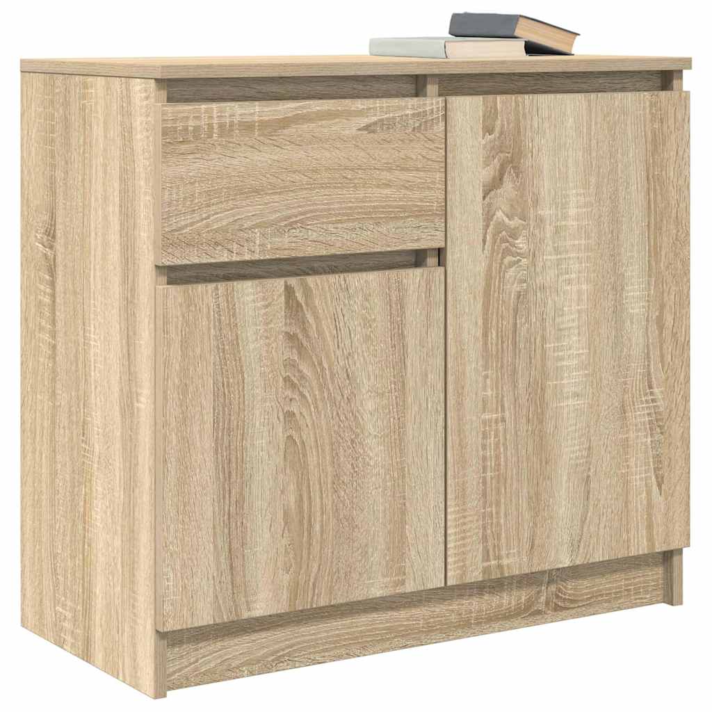 skænk med skuffe 71x35x65 cm konstrueret træ sonoma-eg