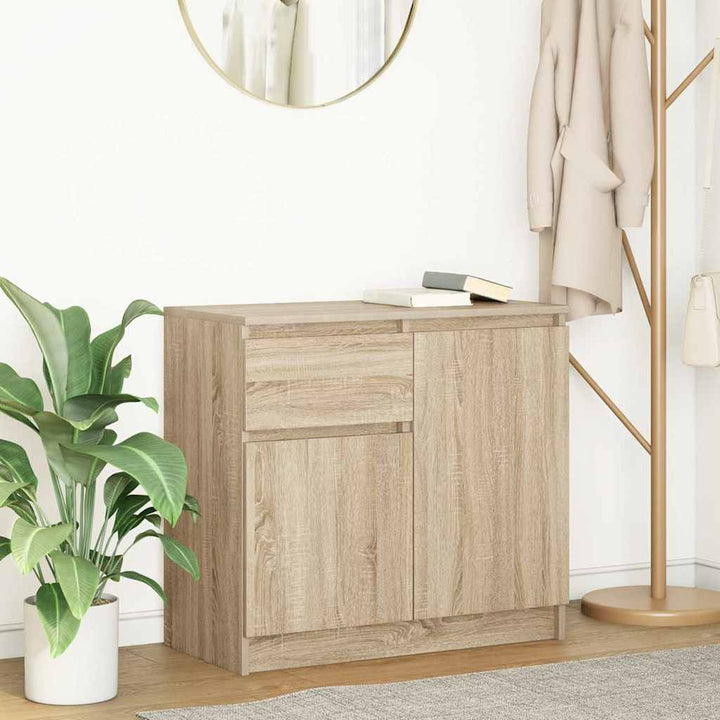 skænk med skuffe 71x35x65 cm konstrueret træ sonoma-eg