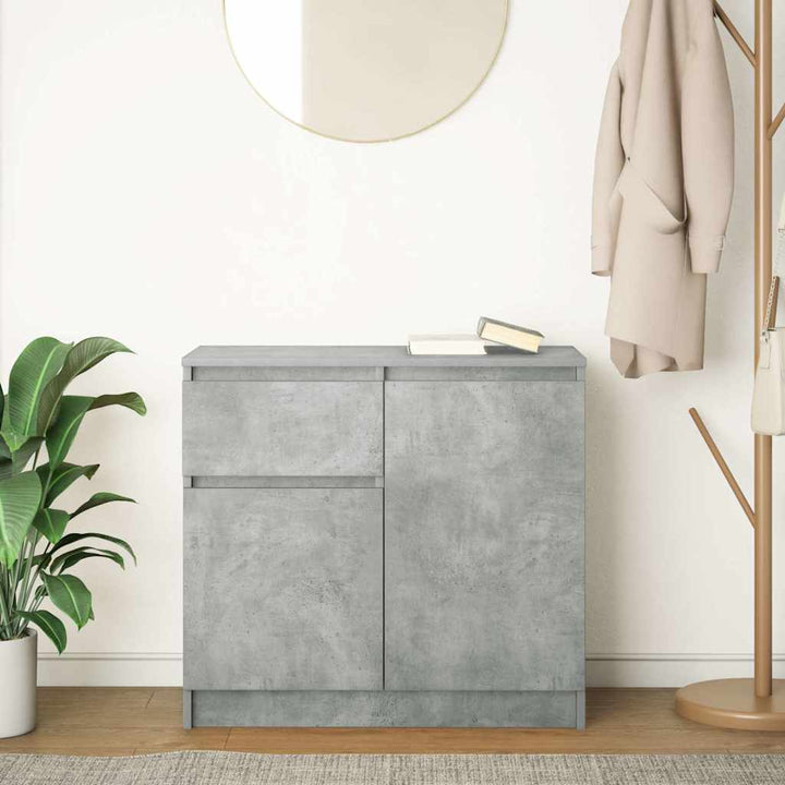 skænk med skuffe 71x35x65 cm konstrueret træ betongrå