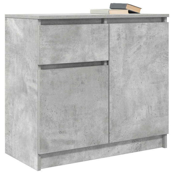 skænk med skuffe 71x35x65 cm konstrueret træ betongrå