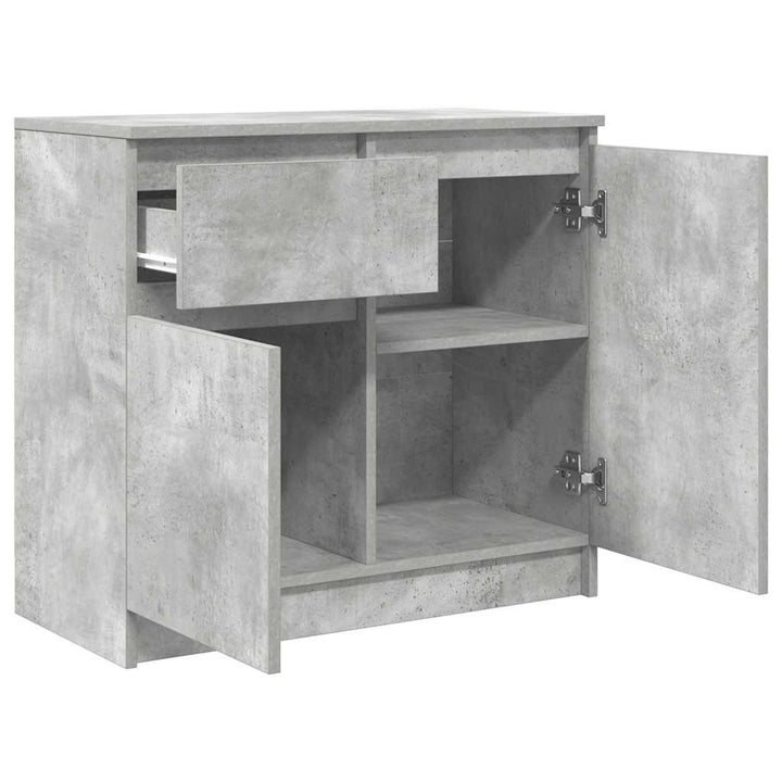 skænk med skuffe 71x35x65 cm konstrueret træ betongrå