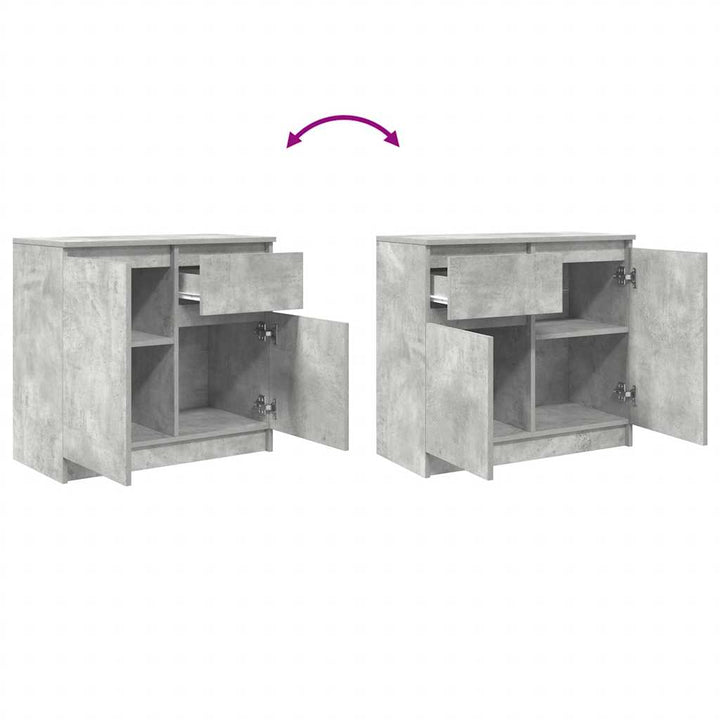 skænk med skuffe 71x35x65 cm konstrueret træ betongrå