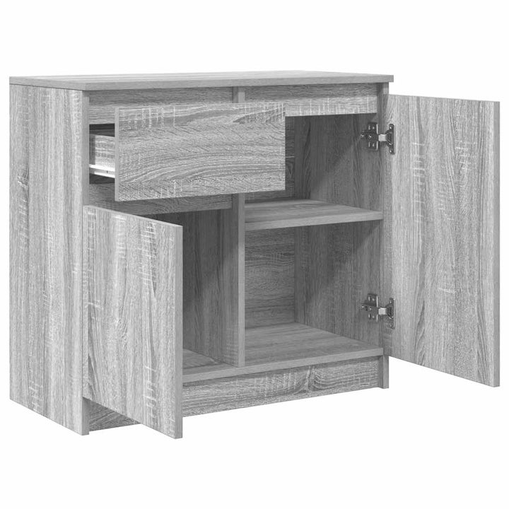 skænk med skuffe 71x35x65 cm konstrueret træ grå sonoma-eg