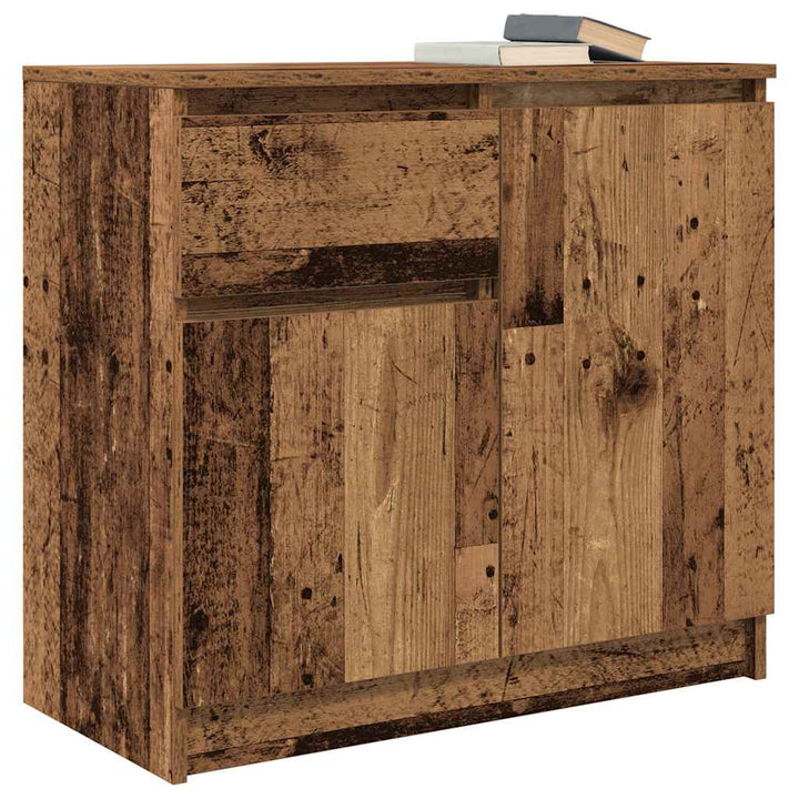 skænk med skuffe 71x35x65 cm konstrueret træ antikt træ