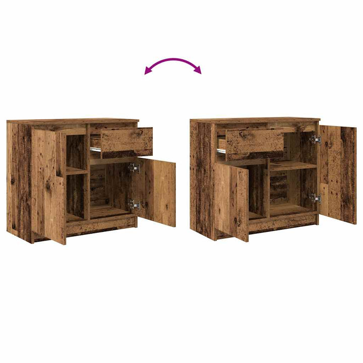 skænk med skuffe 71x35x65 cm konstrueret træ antikt træ