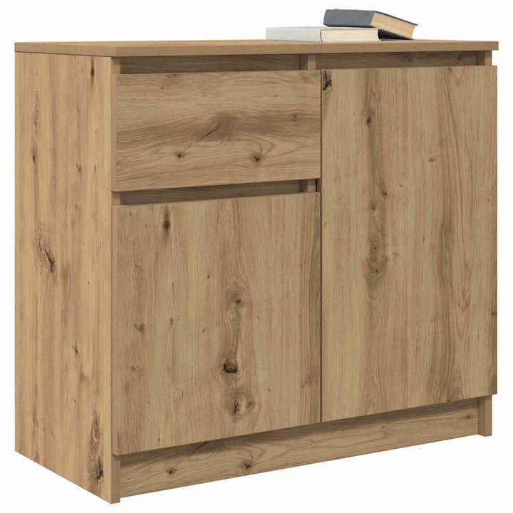 skænk med skuffe 71x35x65 cm konstrueret træ kunsteg
