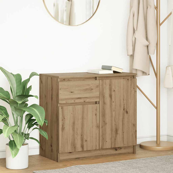 skænk med skuffe 71x35x65 cm konstrueret træ kunsteg