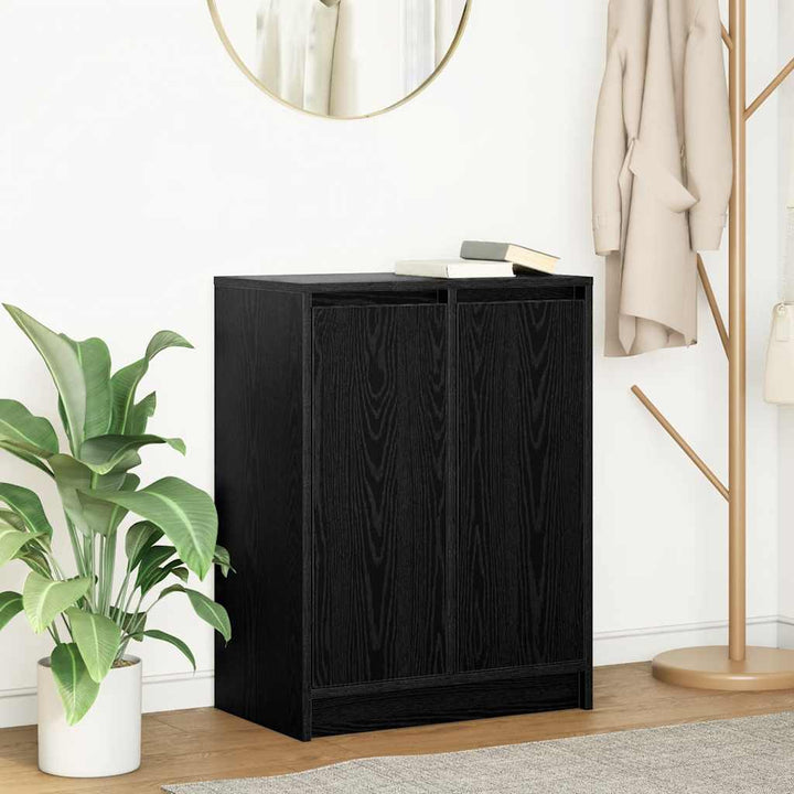 skænk 57x34x76 cm konstrueret træ sort egetræsfarve