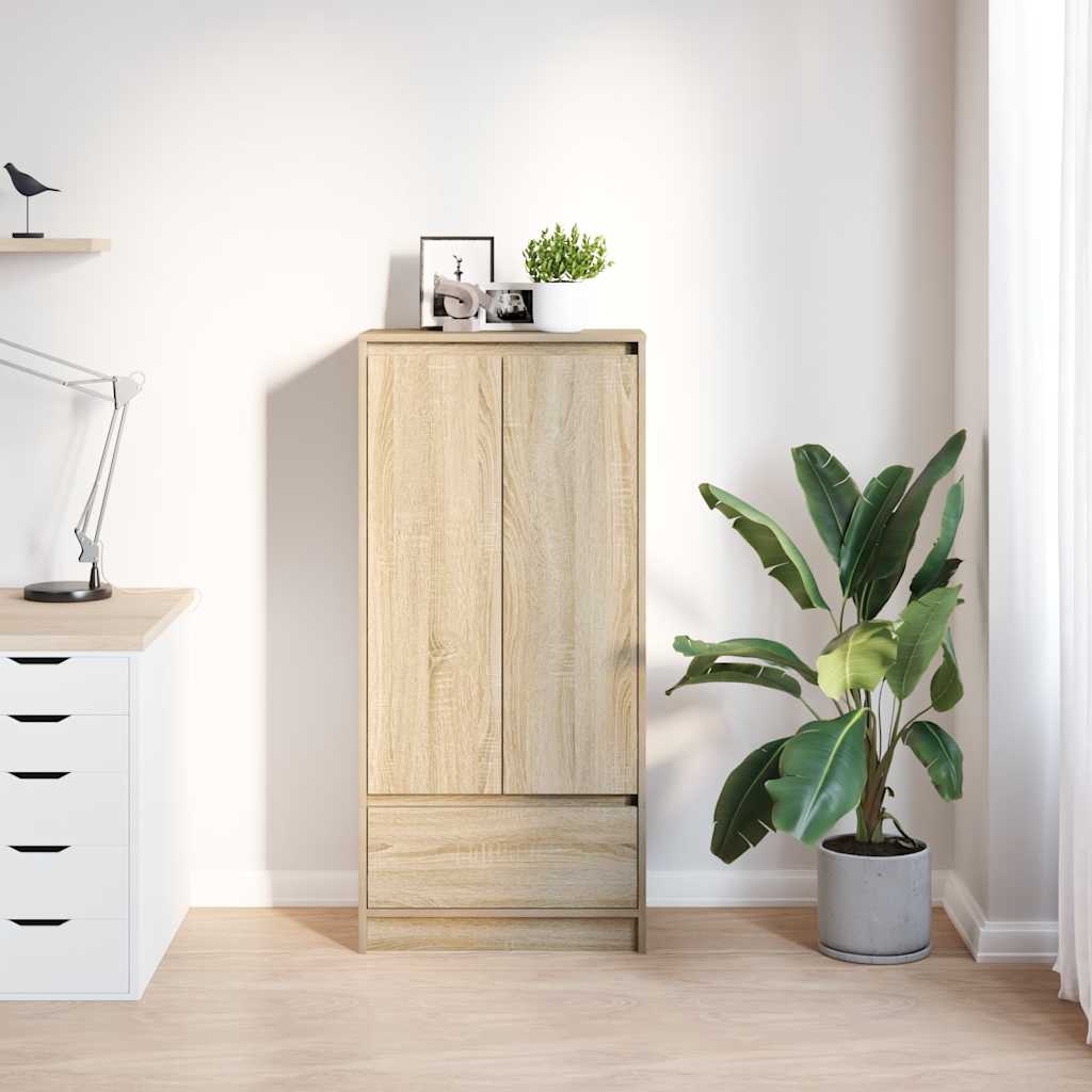 skab med skuffe 55,5x34x119,5 cm konstrueret træ sonoma-eg