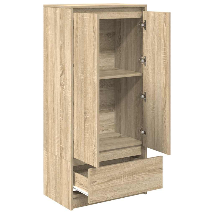 skab med skuffe 55,5x34x119,5 cm konstrueret træ sonoma-eg