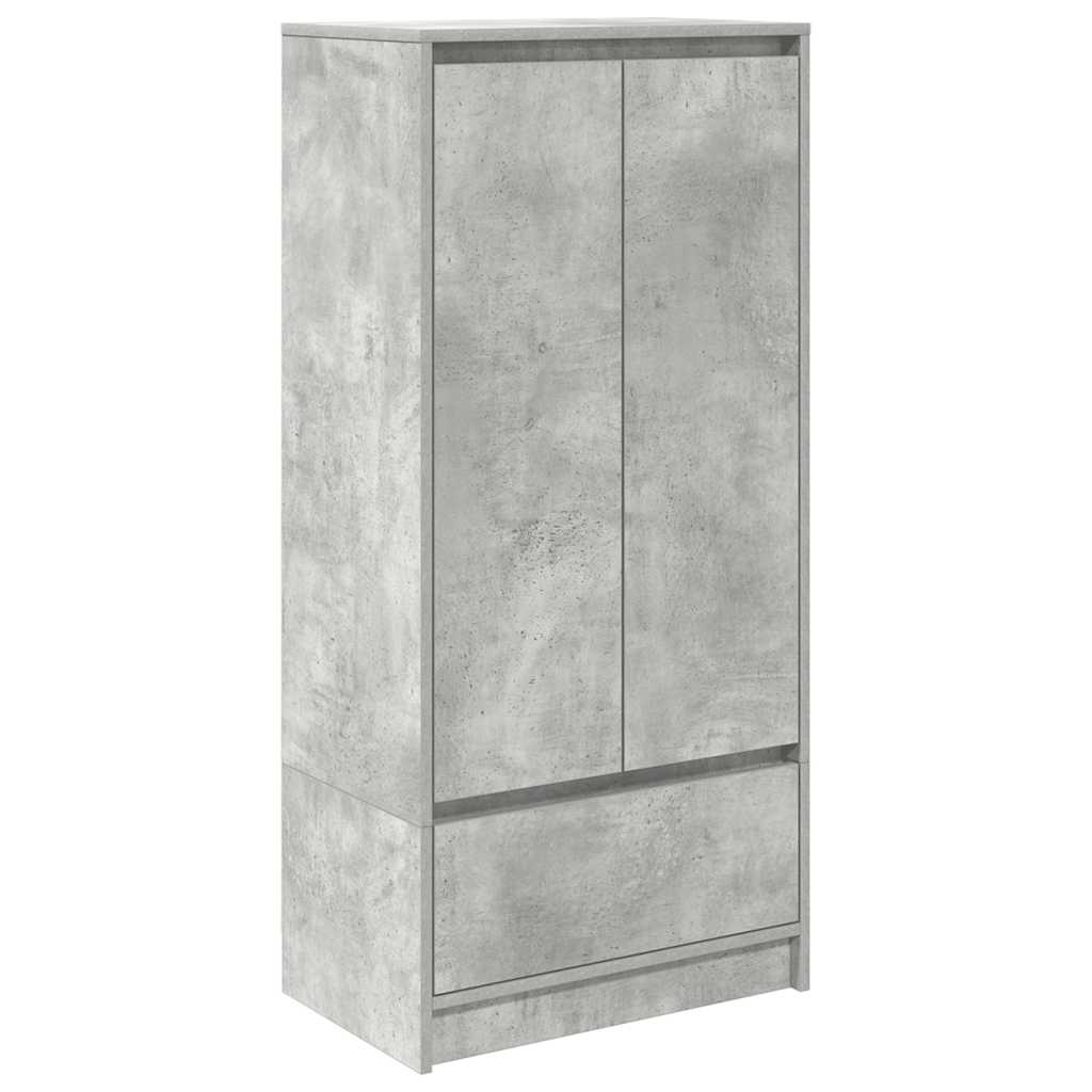 skab med skuffe 55,5x34x119,5 cm konstrueret træ betongrå