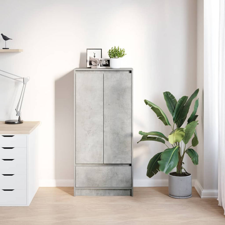skab med skuffe 55,5x34x119,5 cm konstrueret træ betongrå