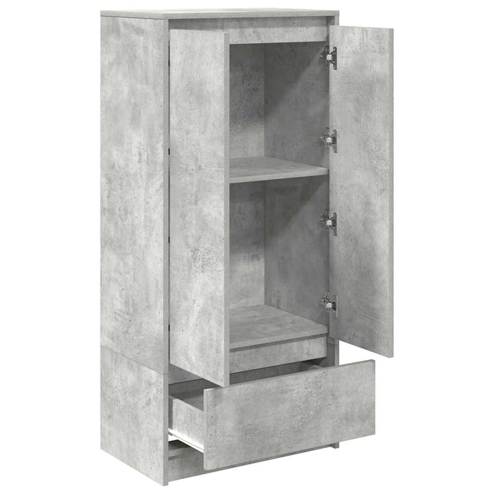 skab med skuffe 55,5x34x119,5 cm konstrueret træ betongrå