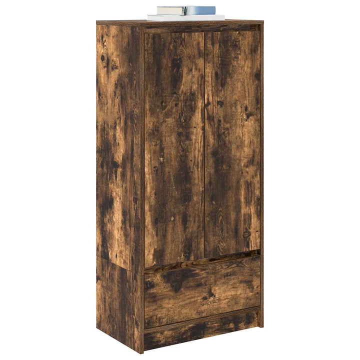 skab med skuffe 55,5x34x119,5 cm konstrueret træ røget-eg