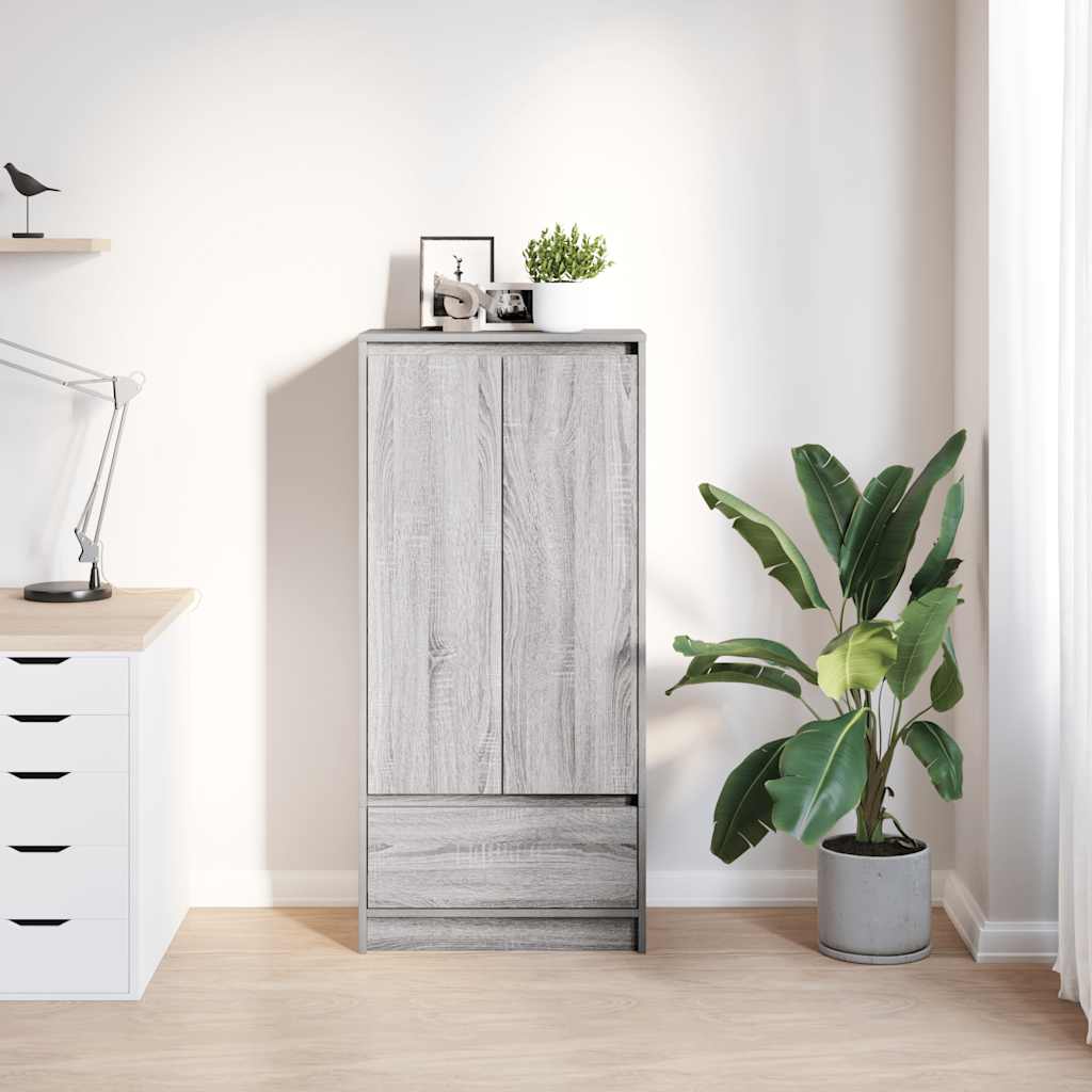 skab med skuffe 55,5x34x119,5 cm konstrueret træ grå sonoma-eg
