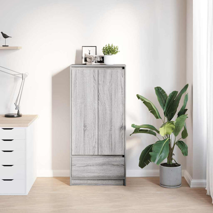 skab med skuffe 55,5x34x119,5 cm konstrueret træ grå sonoma-eg