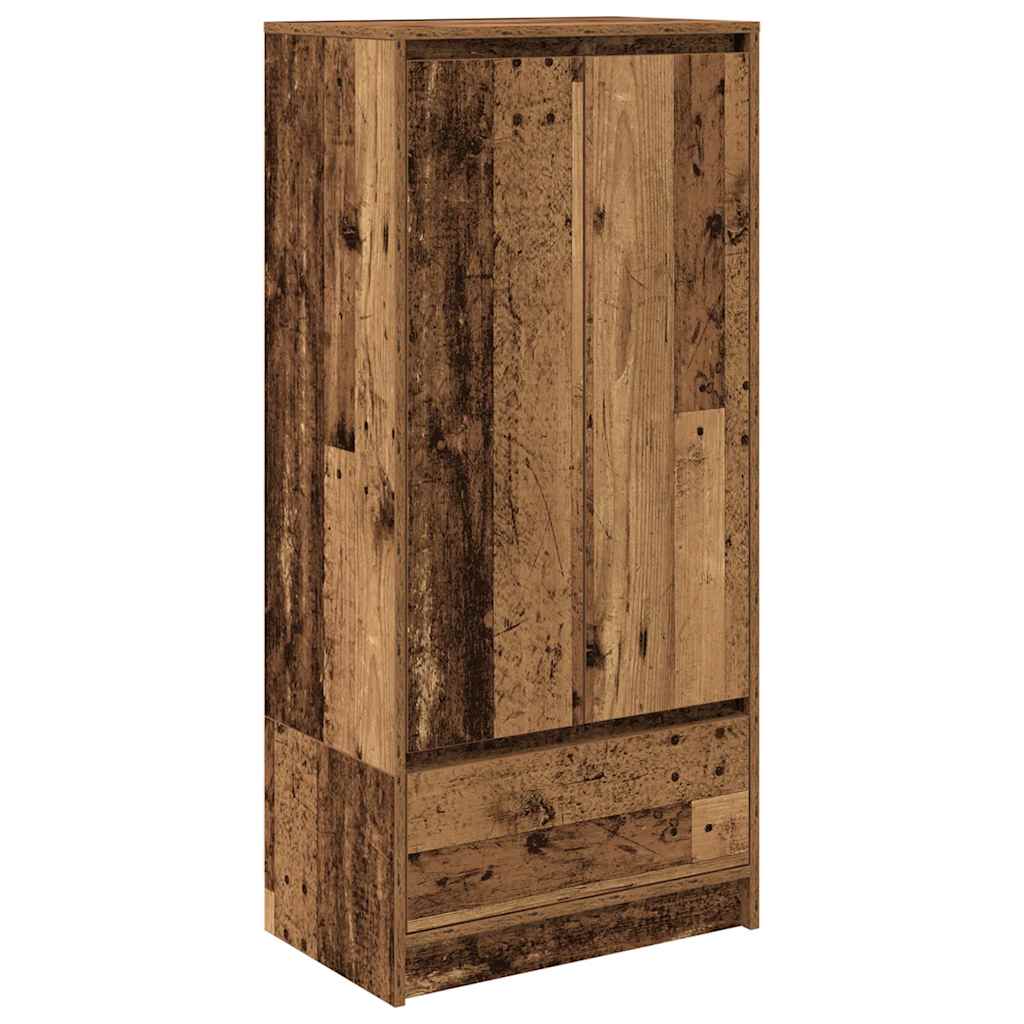 skab med skuffe 55,5x34x119,5 cm konstrueret træ antikt træ