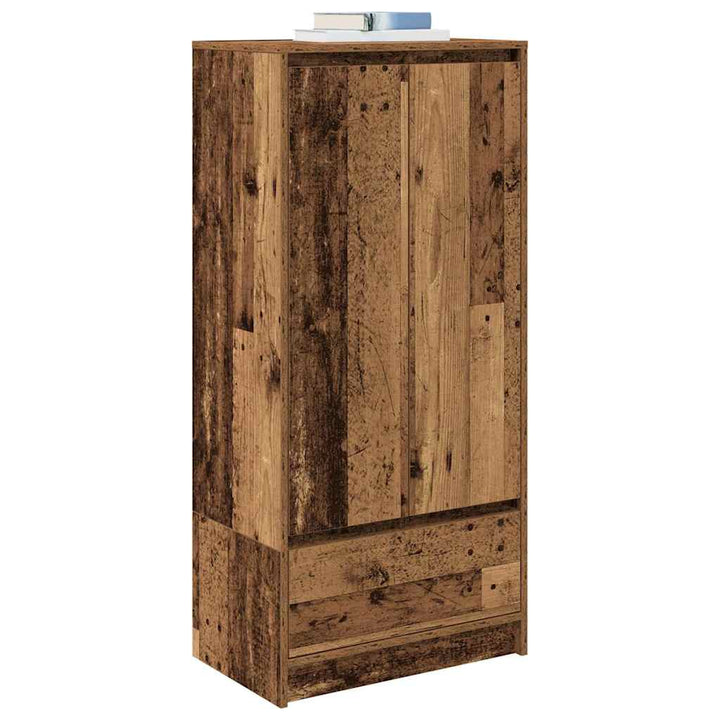 skab med skuffe 55,5x34x119,5 cm konstrueret træ antikt træ