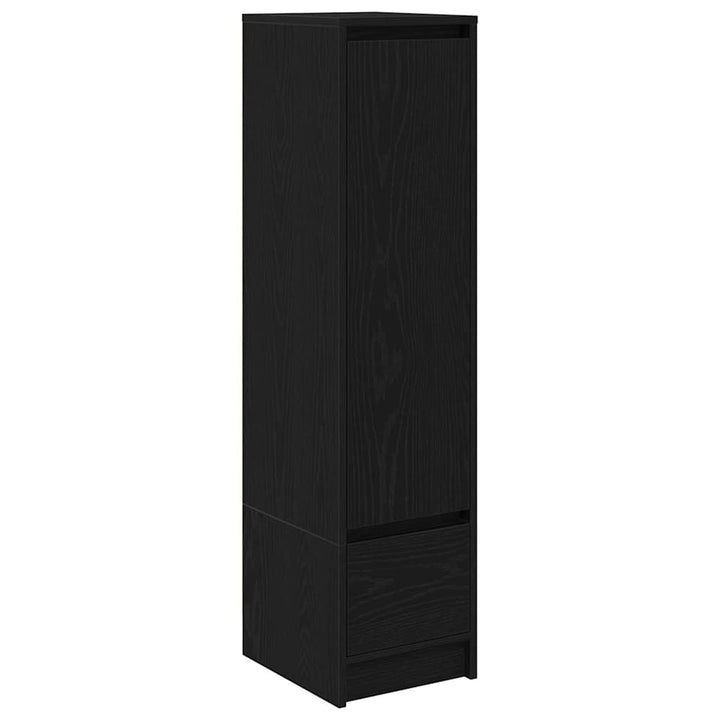 højskab 29,5x34x119,5 cm konstrueret træ sort egetræsfarve