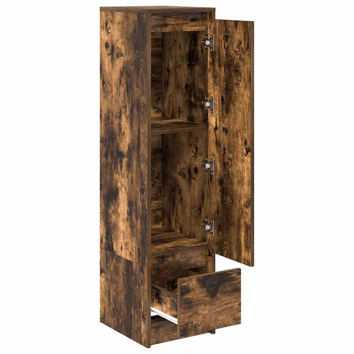 højskab 29,5x34x119,5 cm konstrueret træ røget egetræsfarve