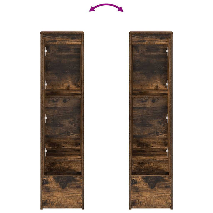 højskab 29,5x34x119,5 cm konstrueret træ røget egetræsfarve