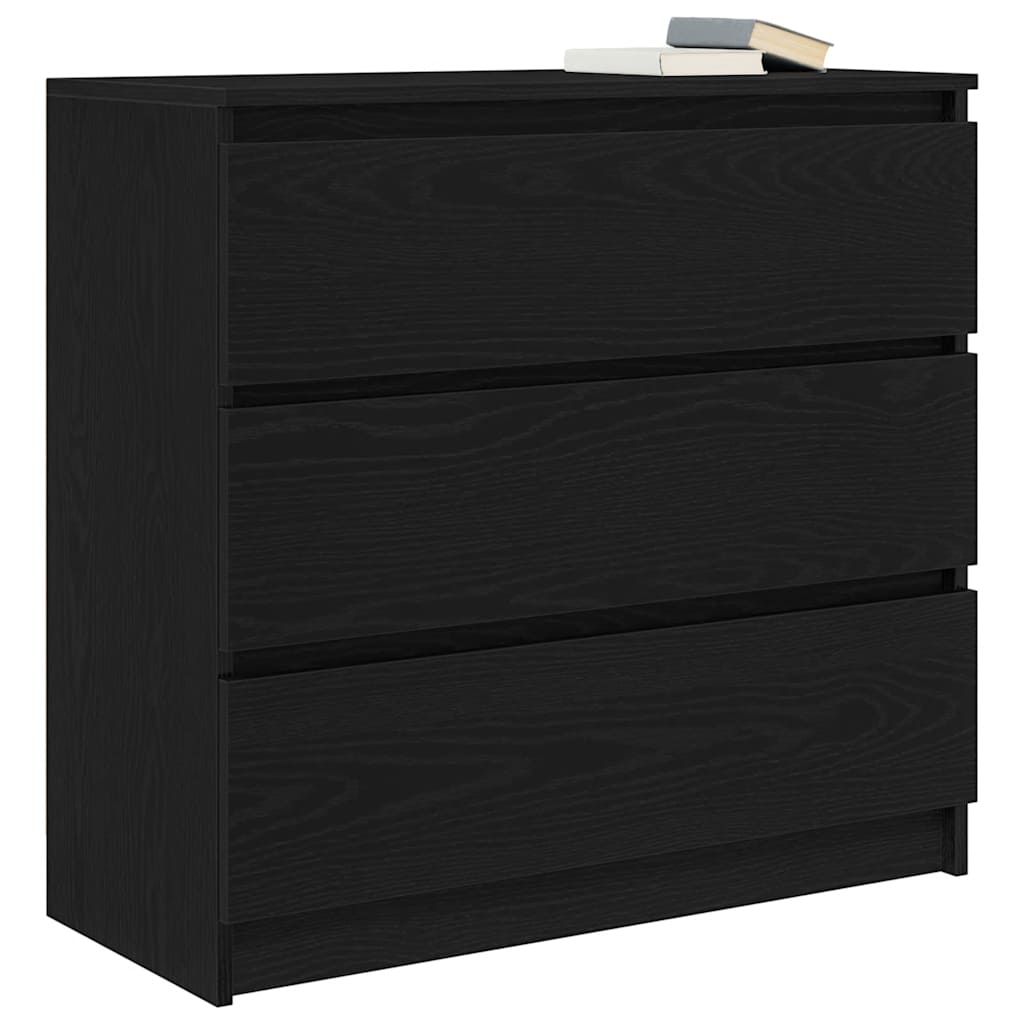 skænk 80x35x76 cm konstrueret træ sort egetræsfarve