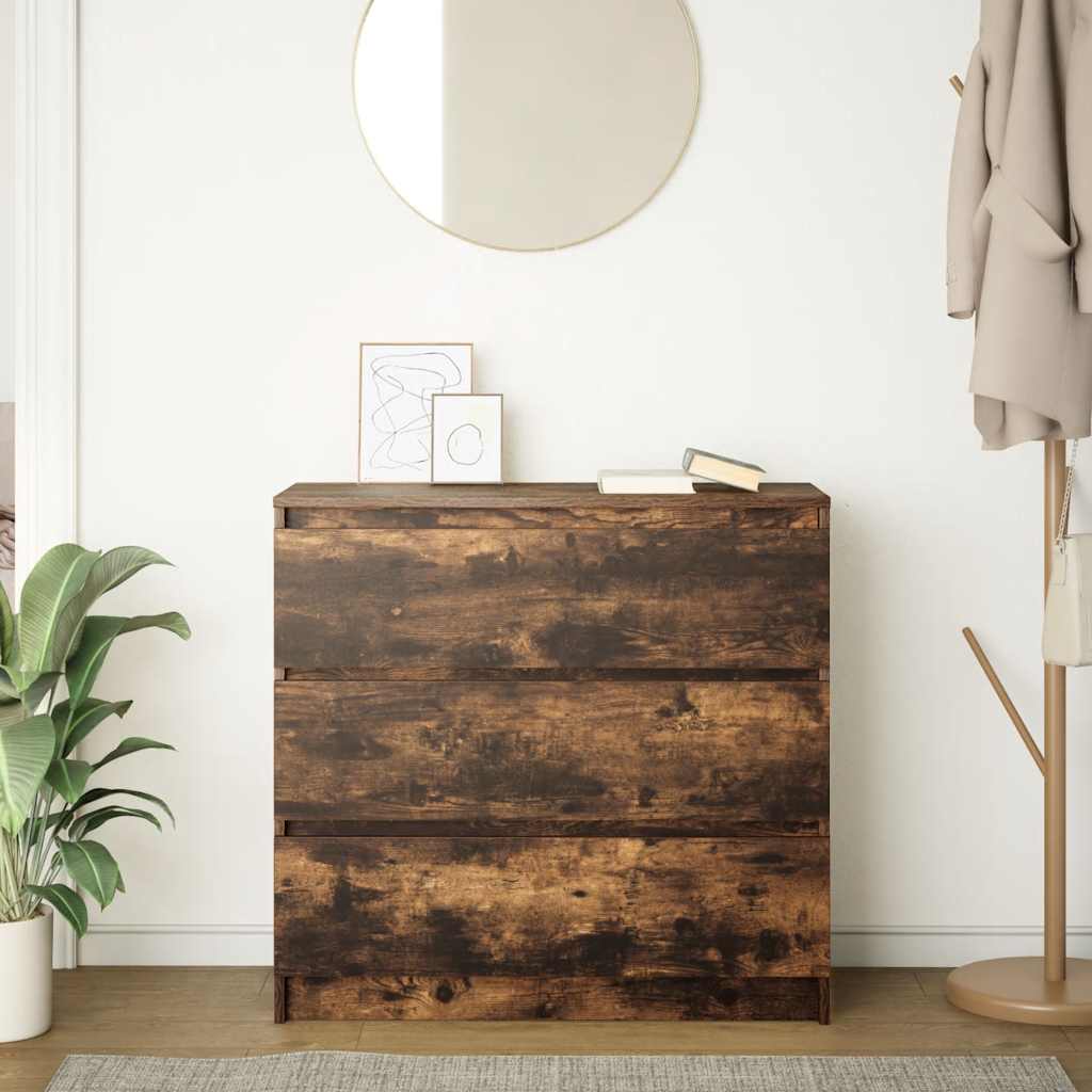 skænk 80x35x76 cm konstrueret træ røget egetræsfarve