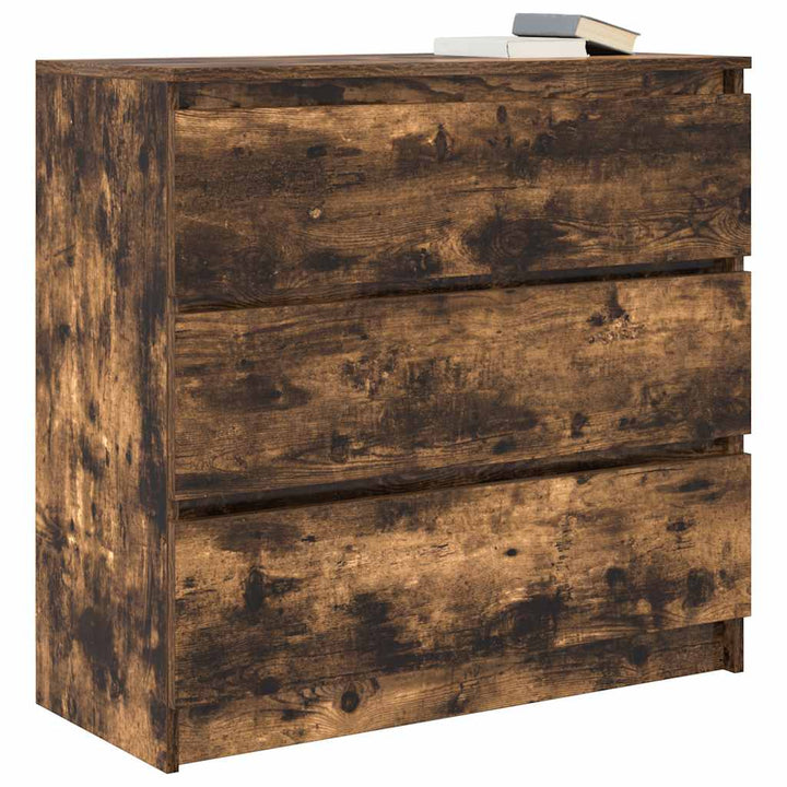 skænk 80x35x76 cm konstrueret træ røget egetræsfarve