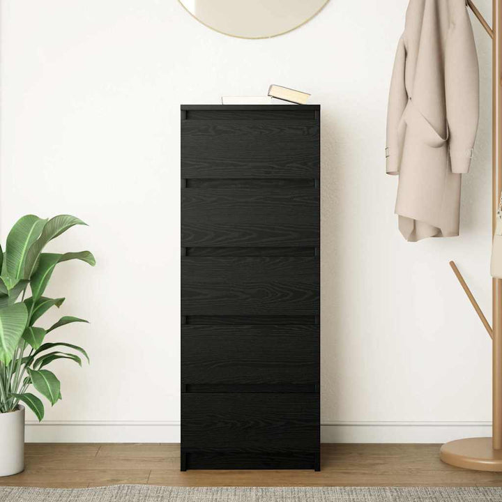 skænk med skuffer 37,5x35x99 cm konstrueret træ sort egetræ