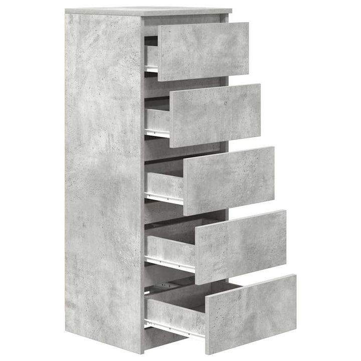 skænk med skuffer 37,5x35x99 cm konstrueret træ betongrå