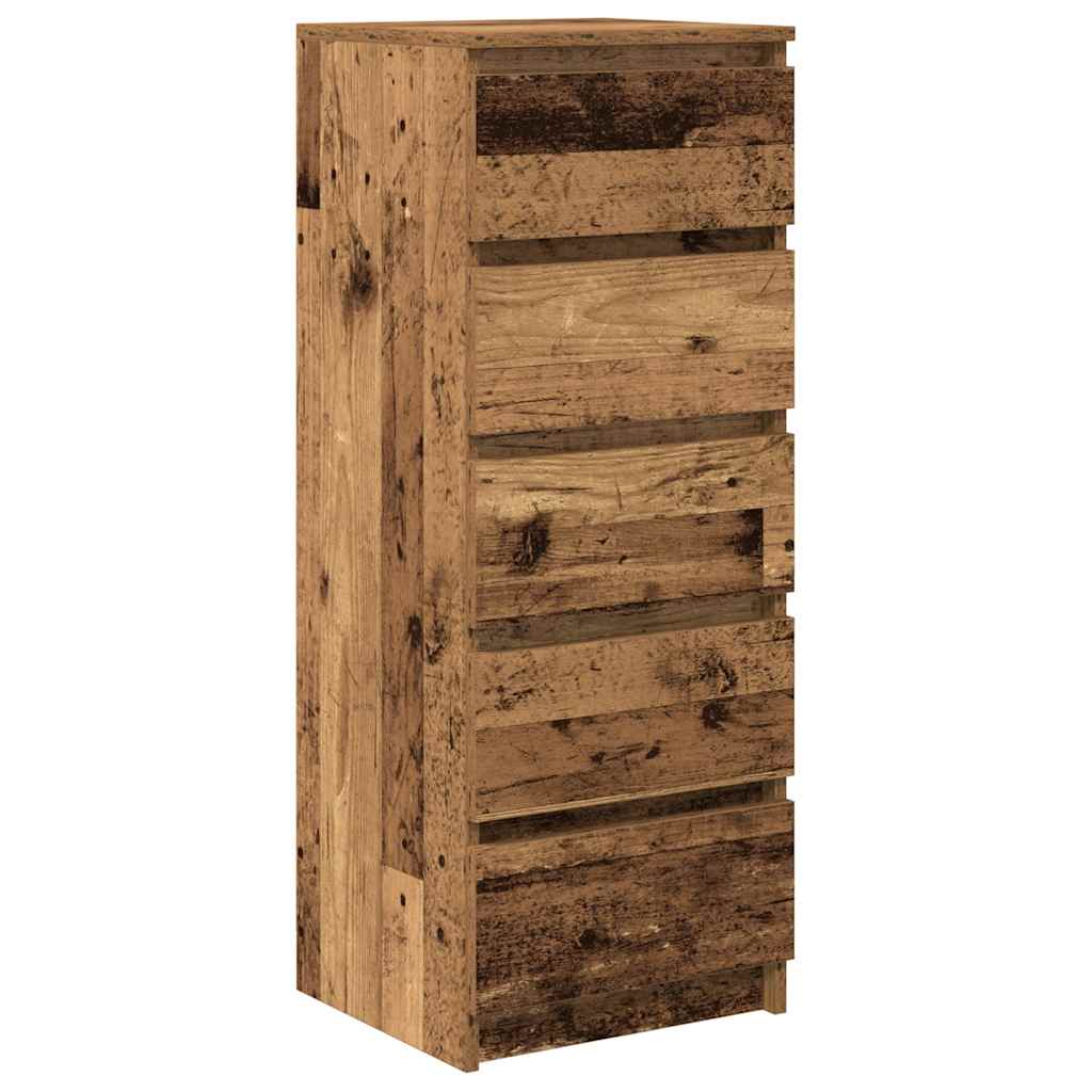 skænk med skuffer 37,5x35x99 cm konstrueret træ antikt træ