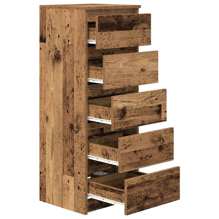 skænk med skuffer 37,5x35x99 cm konstrueret træ antikt træ