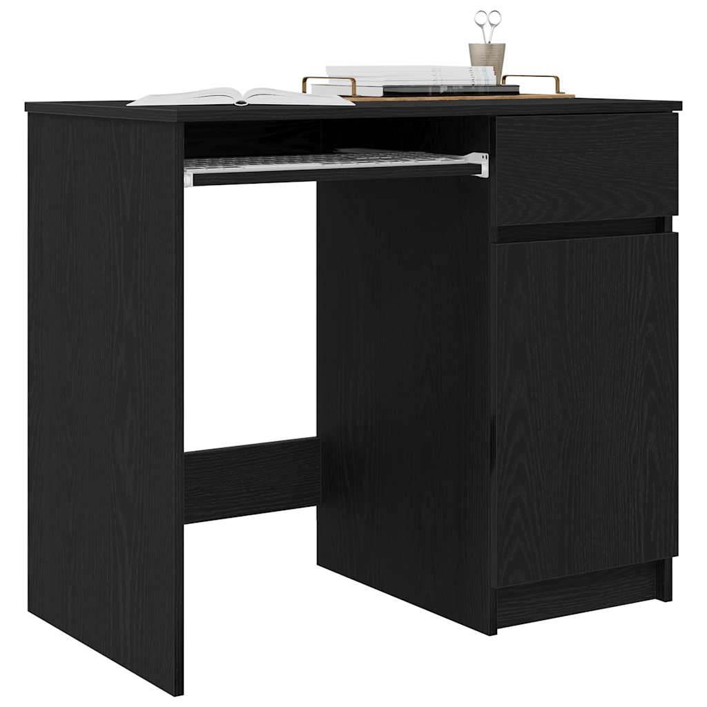skrivebord 86x49x76 cm konstrueret træ sort-eg