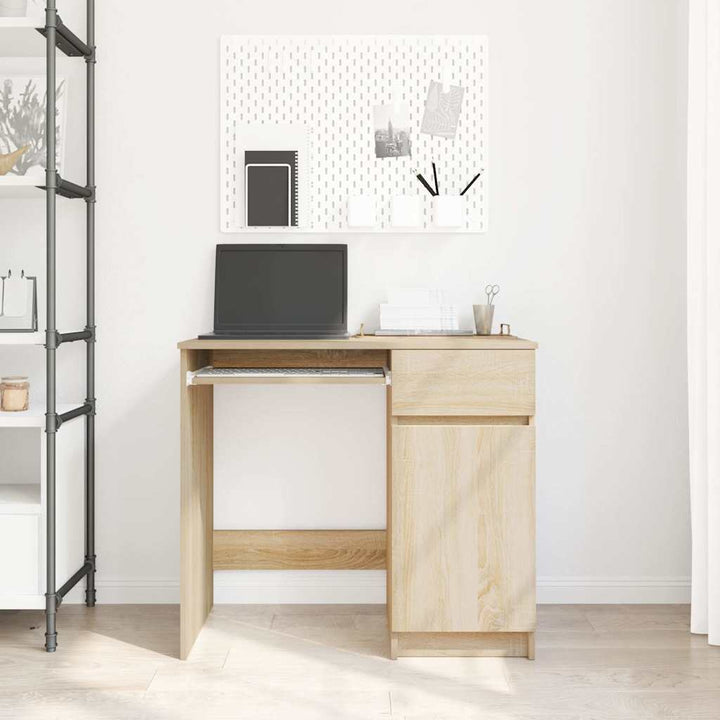 skrivebord 86x49x76 cm konstrueret træ sonoma-eg