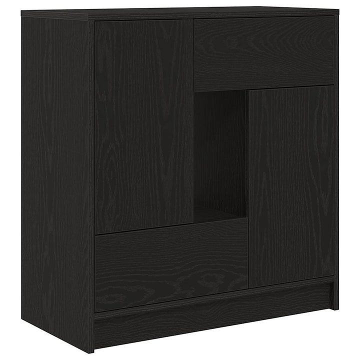 skænk med skuffer og låger 70,5x34x74,5 cm sort egetræ