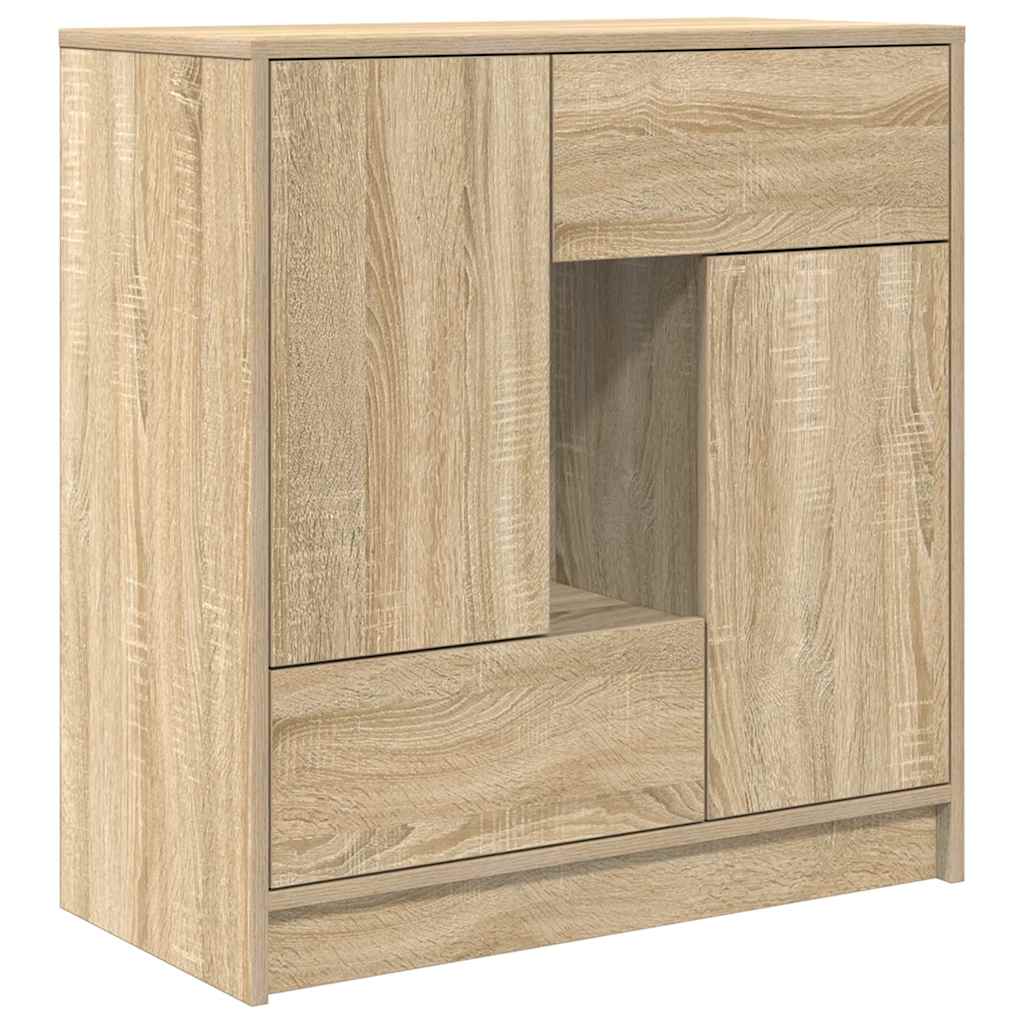 skænk med skuffer og låger 70,5x34x74,5 cm sonoma-eg