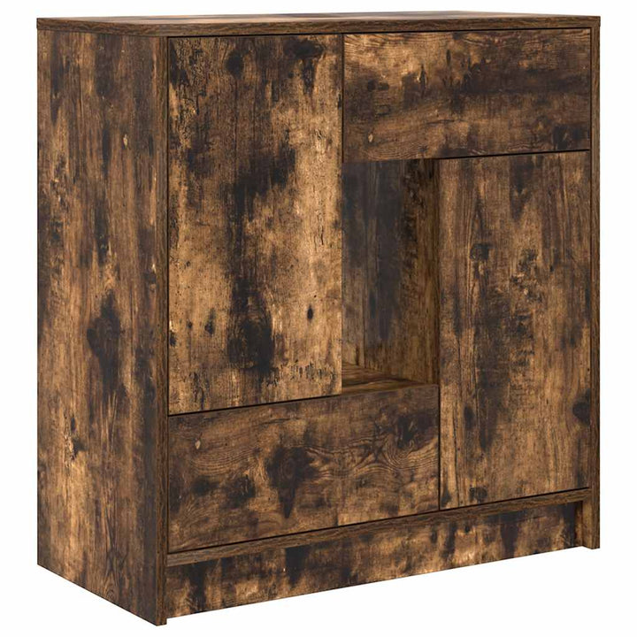 skænk med skuffer og låger 70,5x34x74,5 cm røget egetræ