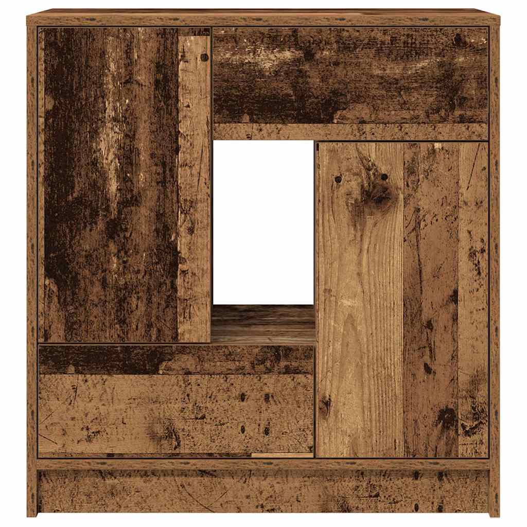 skænk med skuffer og låger 70,5x34x74,5 cm antikt træ