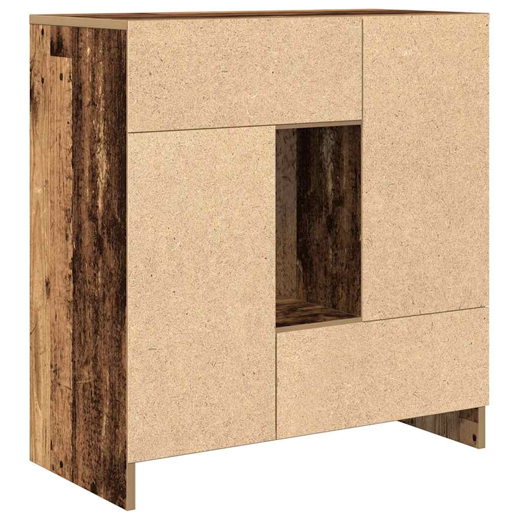 skænk med skuffer og låger 70,5x34x74,5 cm antikt træ