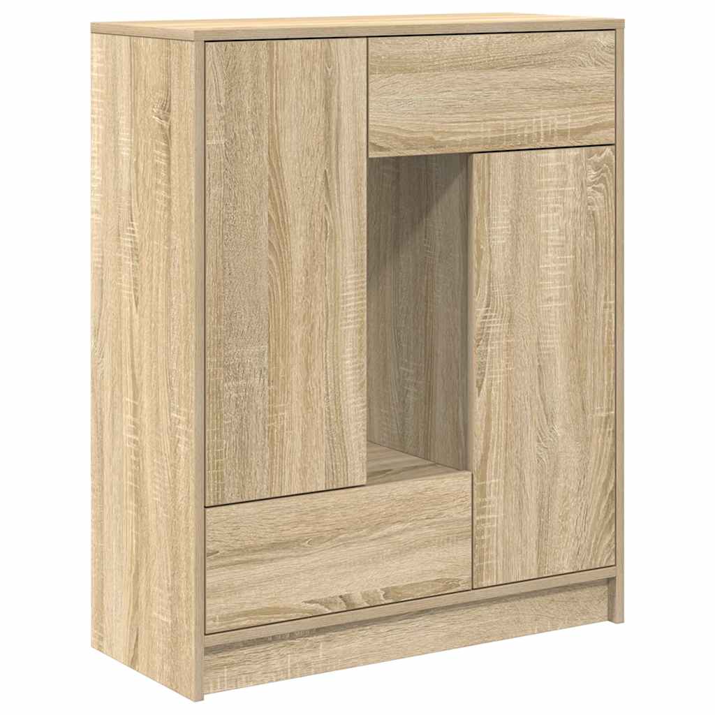 skænk med skuffer og låger 73x31x90 cm sonoma-eg